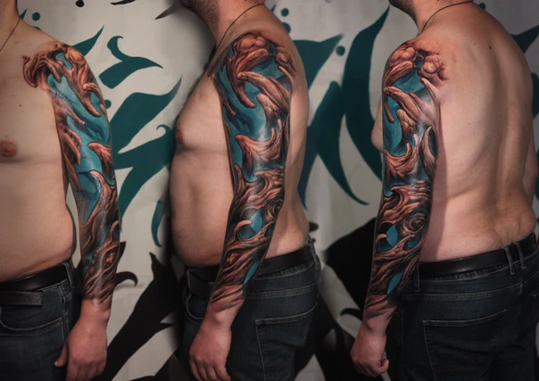 Сюрреализм Organic, Abstract tattoo на Полный рукав