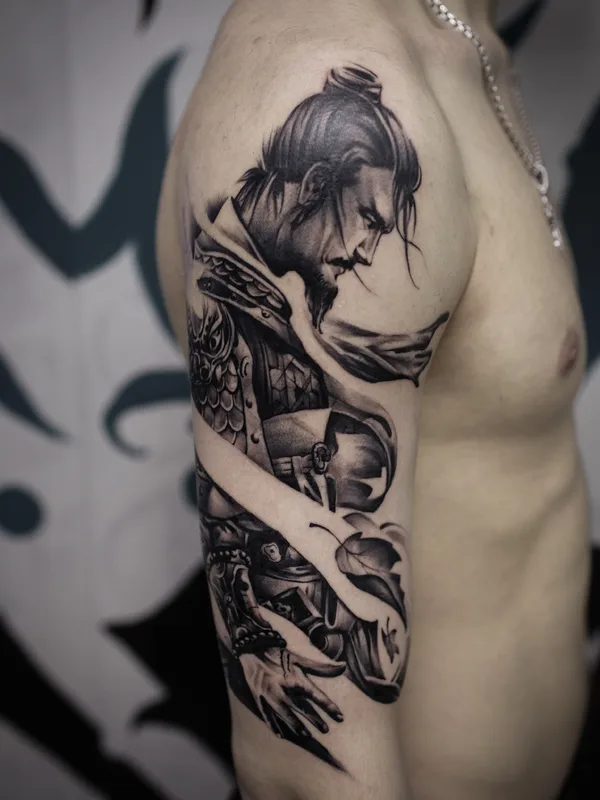 male black and grey realism татуировка на upper arm #34881 | Тату мастер Михаил Хвостенко