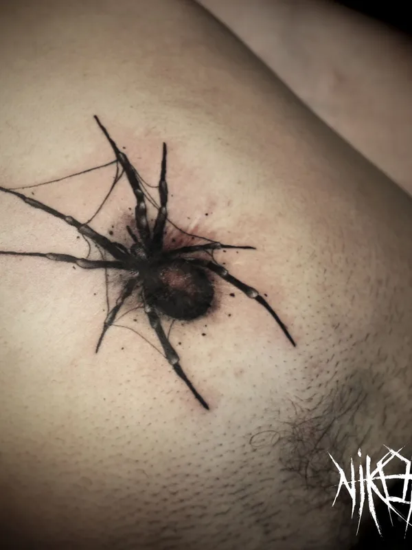 male black blackwork Tatuaggio su chest #35119 | Tatuatore Nikita Kotlyuba