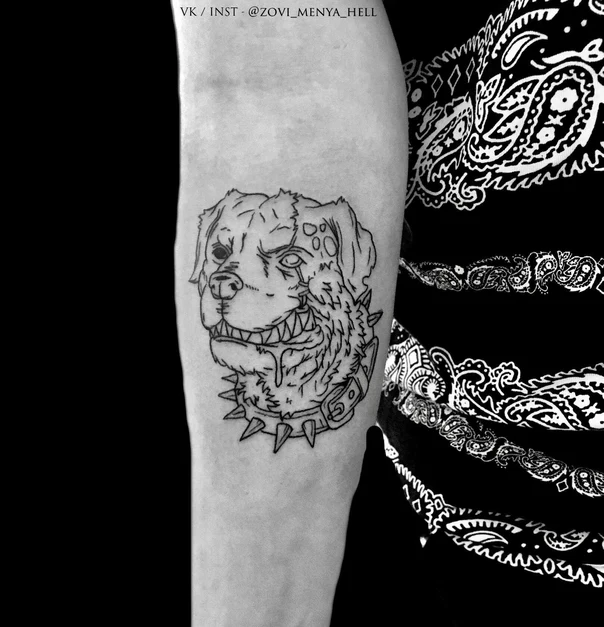 Скетч / Набросочная Dog, Animal tattoo на Предплечье