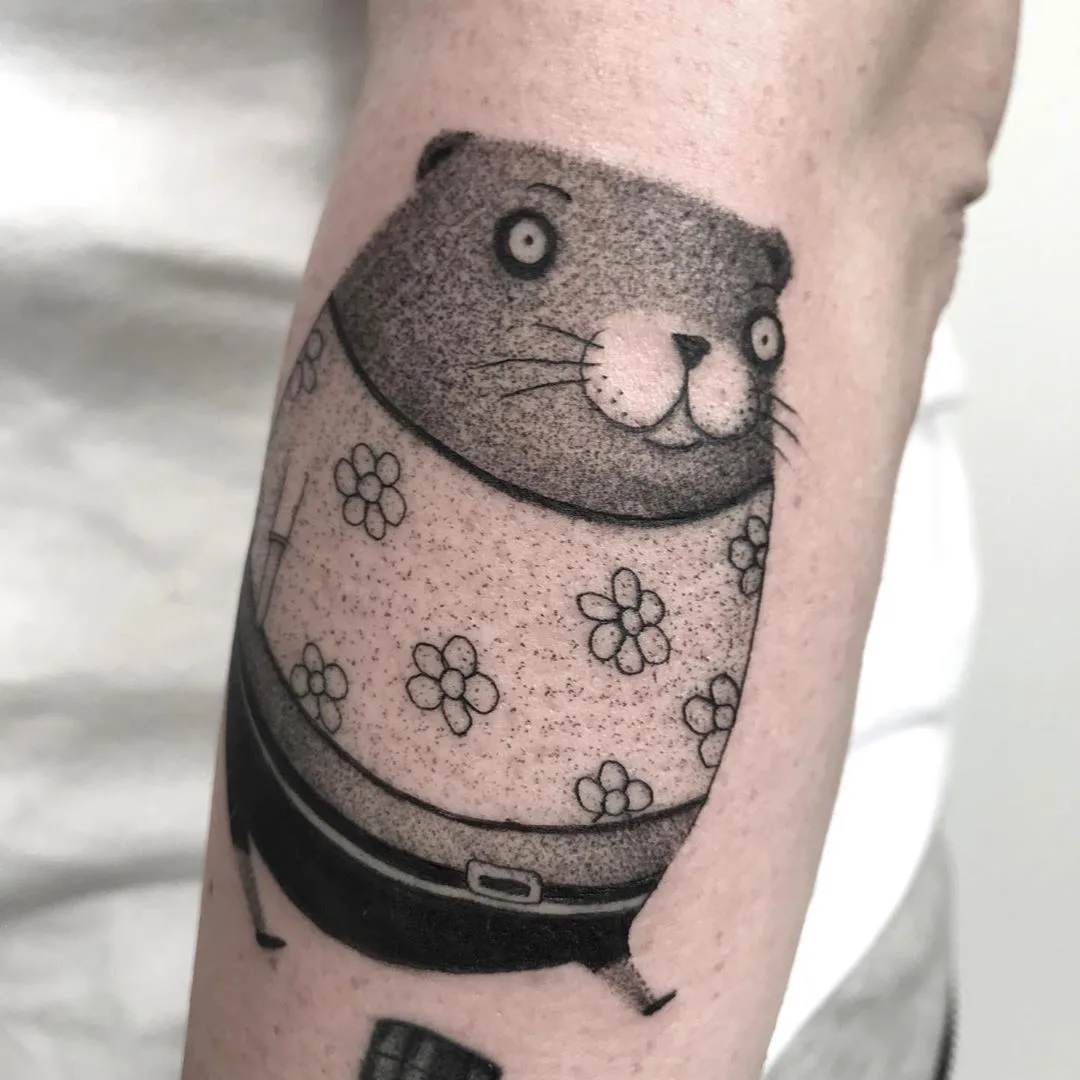 Tattoo artist Wujek, black and grey graphics tattoo with cute animal | Poland