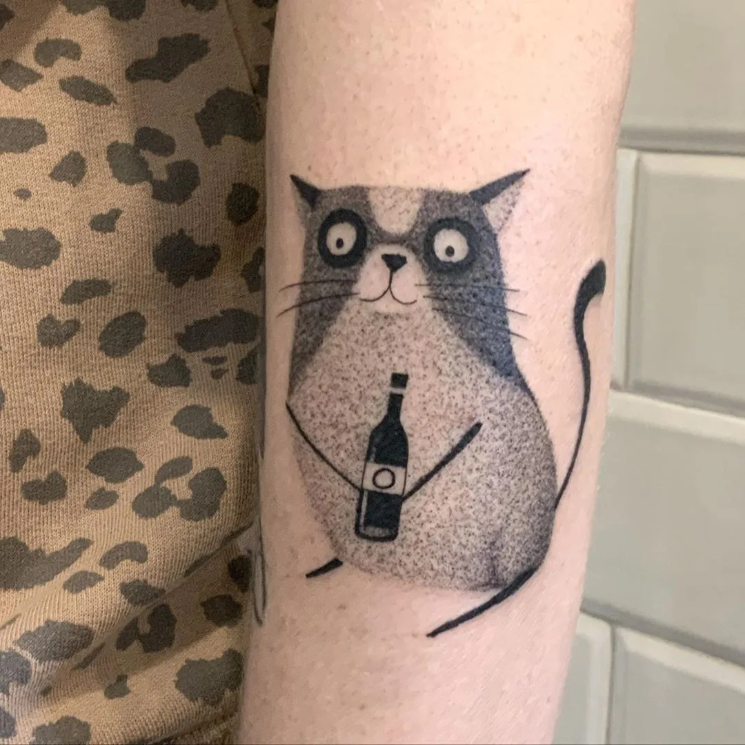 Tattoo artist Wujek, black and grey graphics tattoo with cute animal | Poland