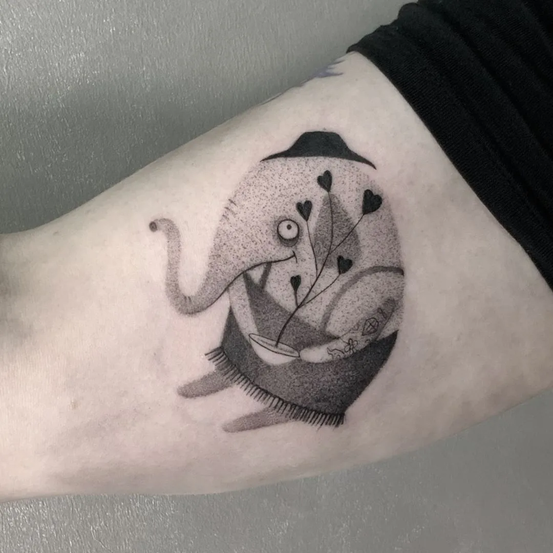 Tattoo artist Wujek, black and grey graphics tattoo with cute animal | Poland