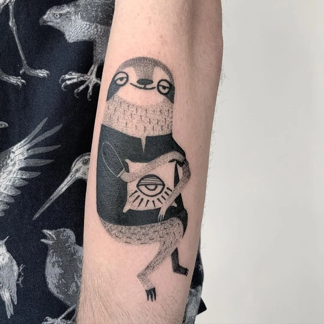Tattoo artist Wujek, black and grey graphics tattoo with cute animal | Poland