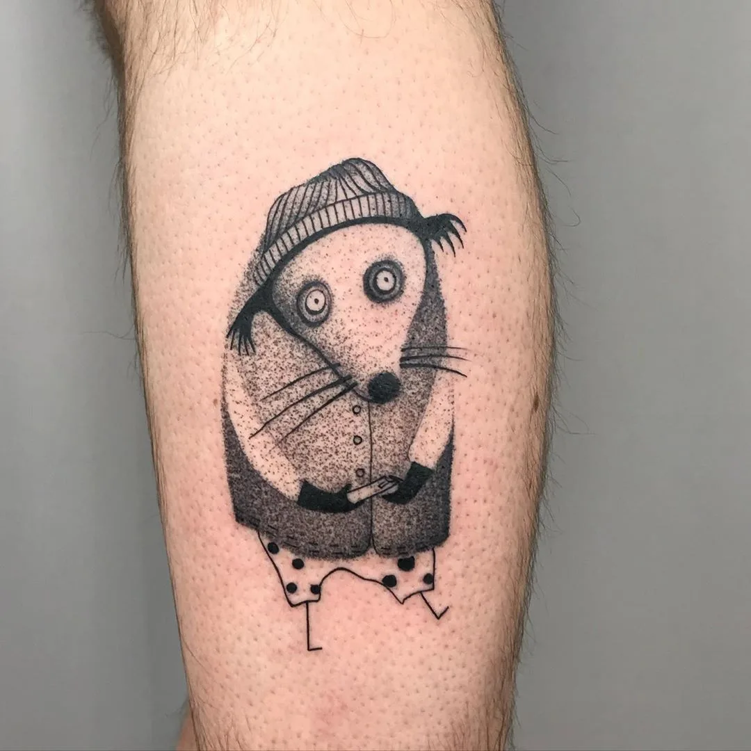 Tattoo artist Wujek, black and grey graphics tattoo with cute animal | Poland