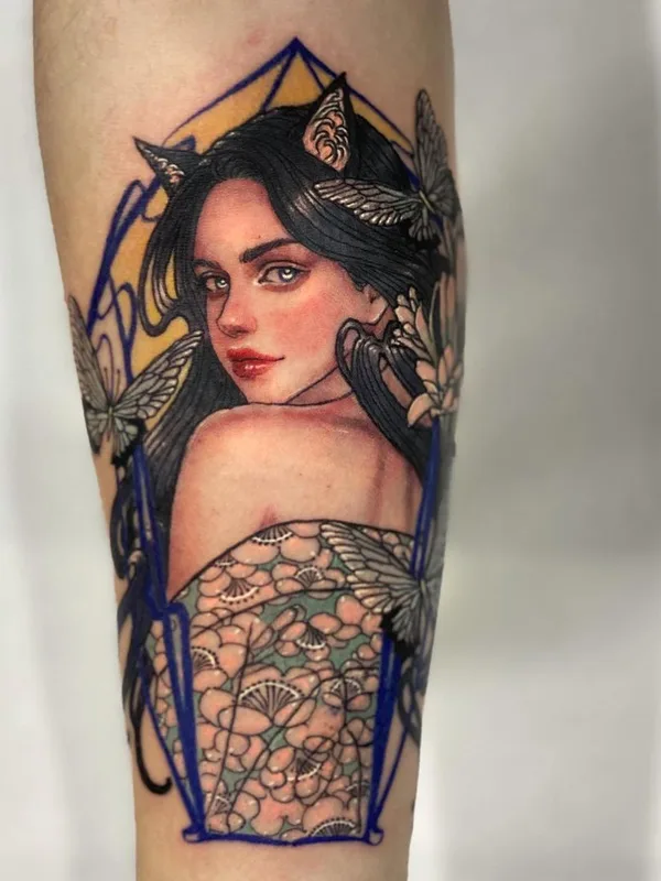 female color illustrative tattoo on forearm #38631 | Tattoo Artist LEESU