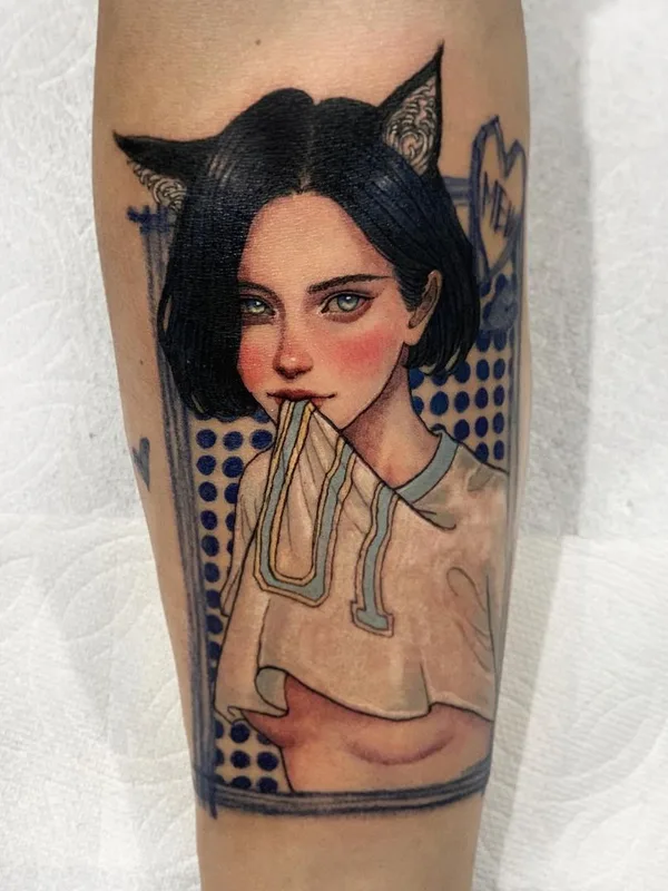 female color illustrative tattoo on forearm #38629 | Tattoo Artist LEESU