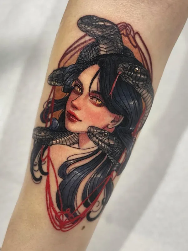 female color illustrative tattoo on forearm #38633 | Tattoo Artist LEESU