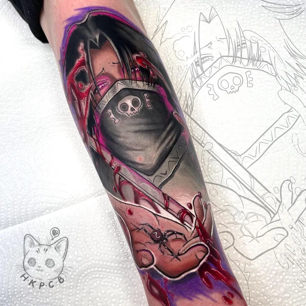 Аниме Anime character, Skull tattoo на Предплечье
