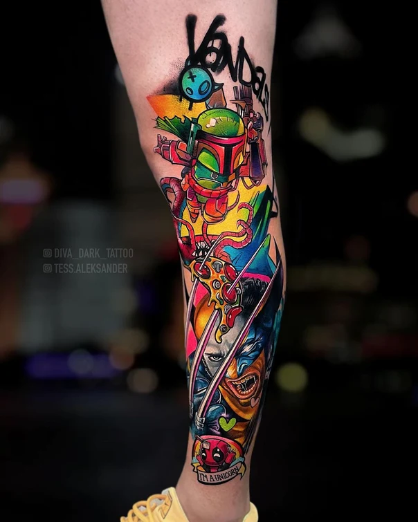 Нью-скул Boba fett, Wolverine tattoo на Икра
