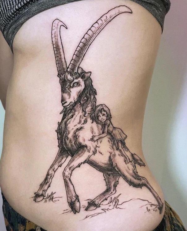 Гравюра Goat, Child tattoo на Side