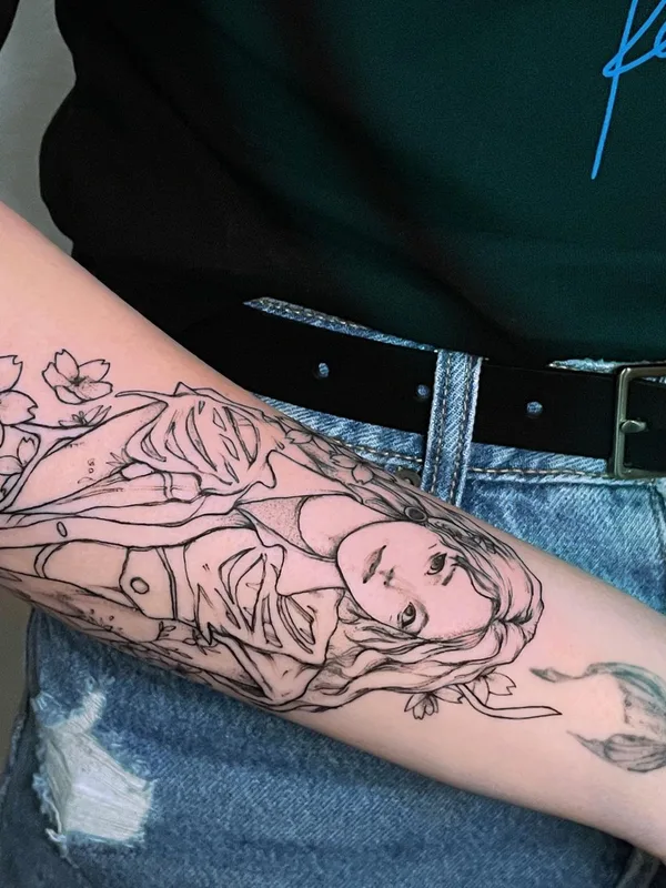female black sketch 타투 부위 forearm #49912 | 타투이스트 Анна Славная