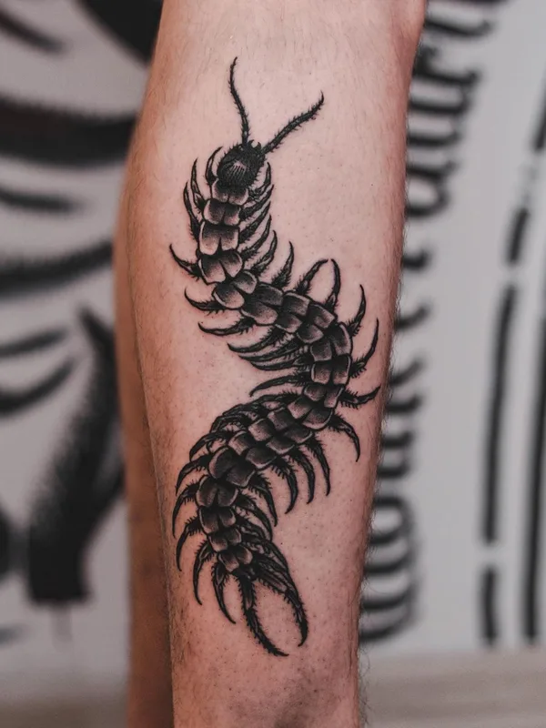 male black blackwork tattoo auf calf #49947 | Tätowierer Слёзы Мамки