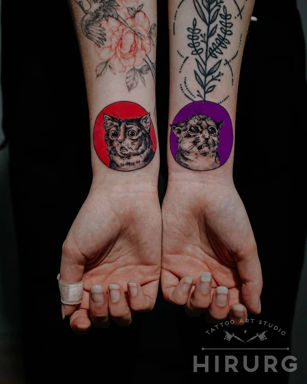 Иллюстративная Cat tattoo на Запястье