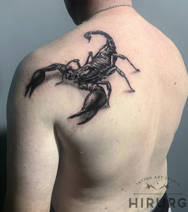Реализм Scorpion tattoo на Лопатка
