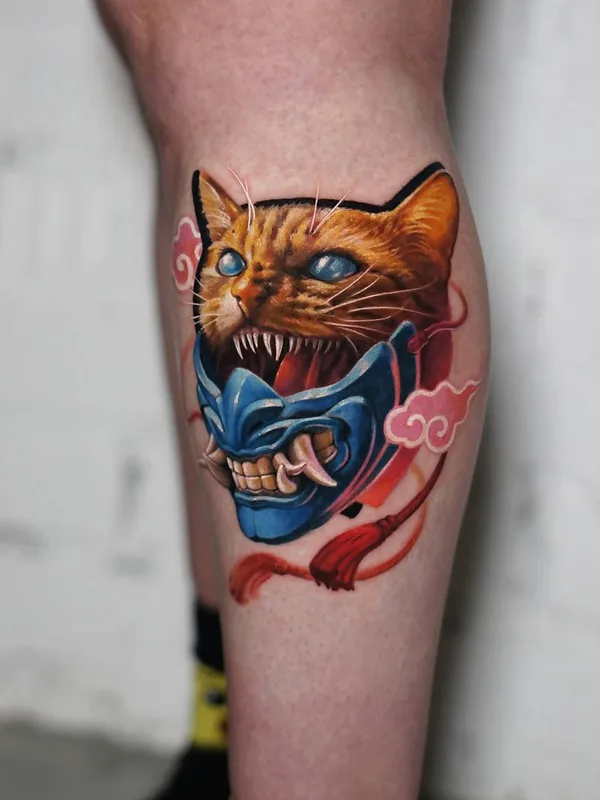 color japanese tatuaje en calf #50120 | Tatuador Виктория Степанова