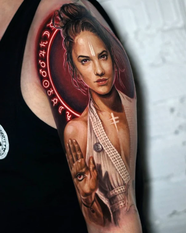 Реализм Portrait, Eye tattoo на Полный рукав