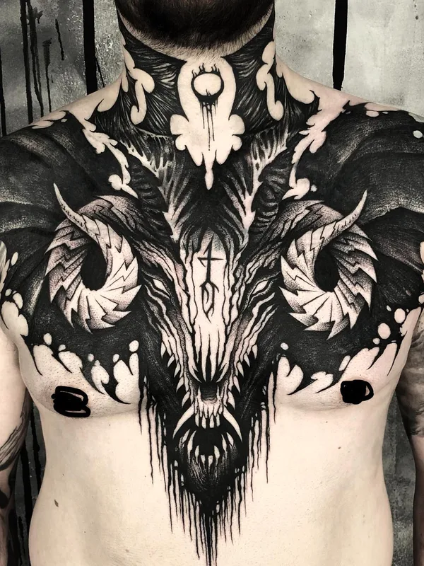 male black blackwork 타투 부위 chest #50178 | 타투이스트 Maldenti