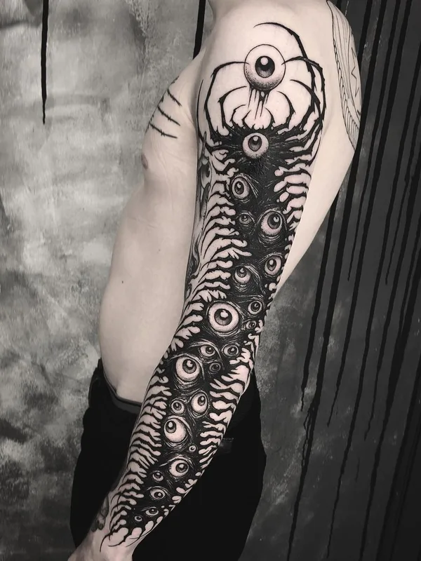 male black blackwork 타투 부위 full sleeve #50185 | 타투이스트 Maldenti