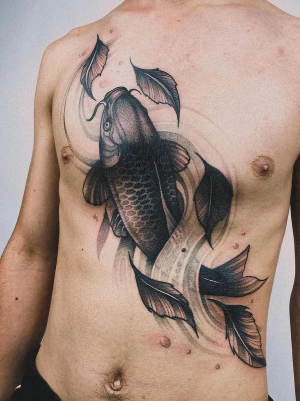 male black and grey japanese татуировка на chest #50216 | Тату мастер Игорь
