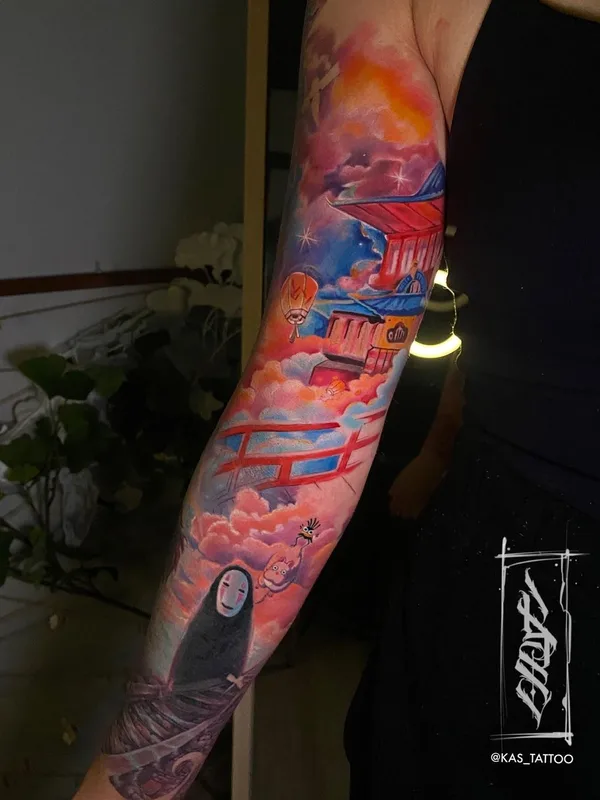 color anime 타투 부위 full sleeve #50419 | 타투이스트 Антон Каменских