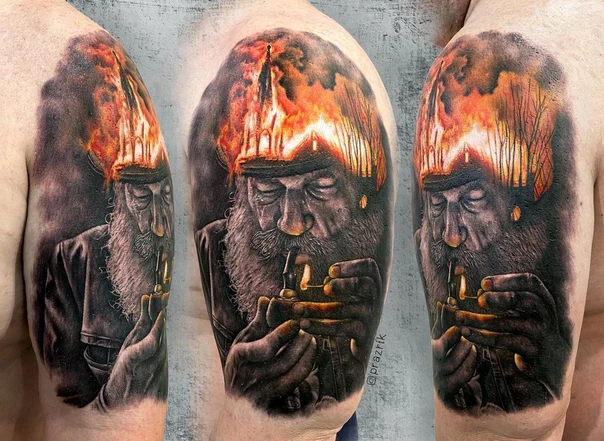 Реализм Portrait, Fire tattoo на Дельта