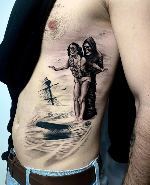 Реализм Grim reaper, Woman tattoo на Side