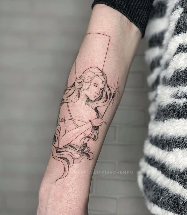 Файнлайн Woman, Arrow tattoo на Предплечье