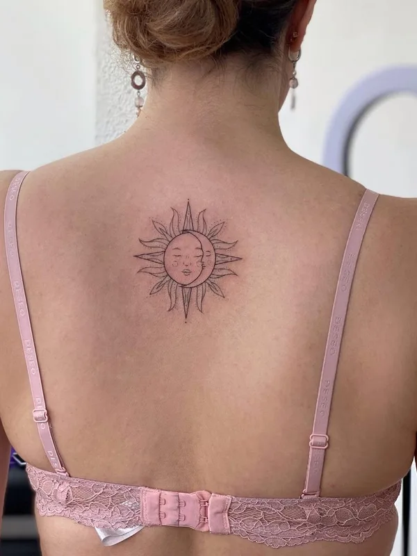 female black linework Tatuaggio su upper back #50712 | Tatuatore Валерия Литвищенко