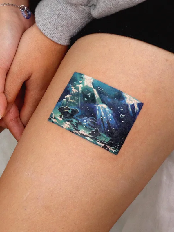 color illustrative Tatuaggio su thigh #50993 | Tatuatore Sigak