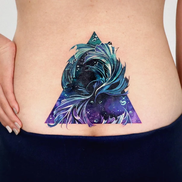 Watercolor Abstract, Water tattoo on Lower Back