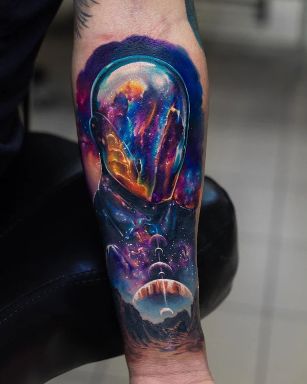 Реализм Space, Galaxy tattoo на Предплечье