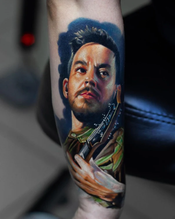 Реализм Portrait, Musician tattoo на Предплечье