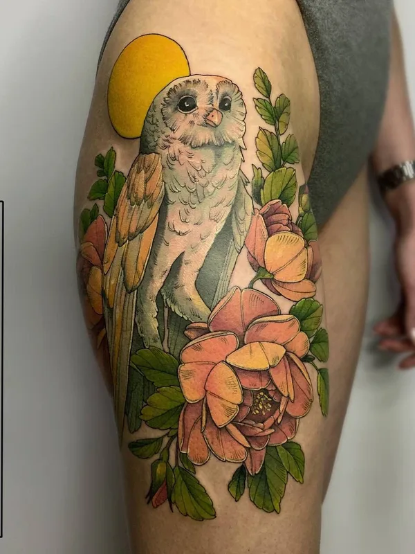 female color illustrative татуировка на thigh #51039 | Тату мастер Анна Назаренко