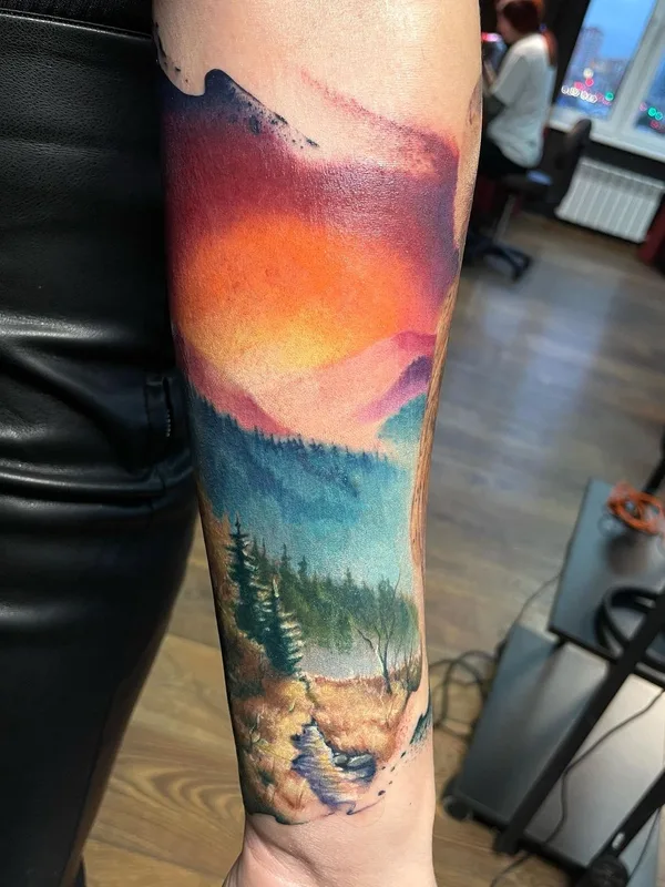 color watercolor Tatuaggio su forearm #51124 | Tatuatore Александр Юшков