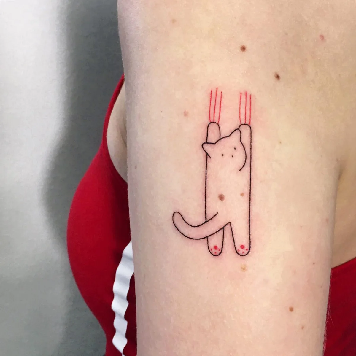 Naughty cats in minimalistic tattoos by Anya Satsuro - image 3