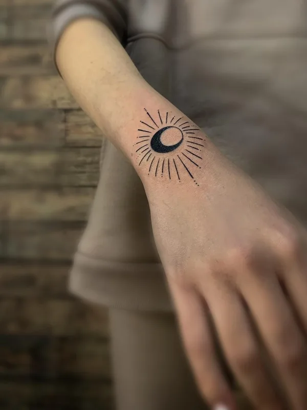 female black linework tattoo on wrist #51234 | Tattoo Artist Григорьева Анастасия