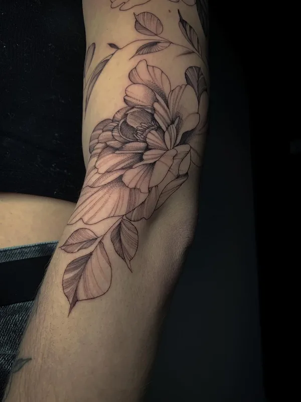 black and grey botanic tattoo on forearm #51233 | Tattoo Artist Григорьева Анастасия