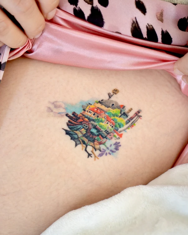 Illustrative Castle, Fantasy tattoo on Side