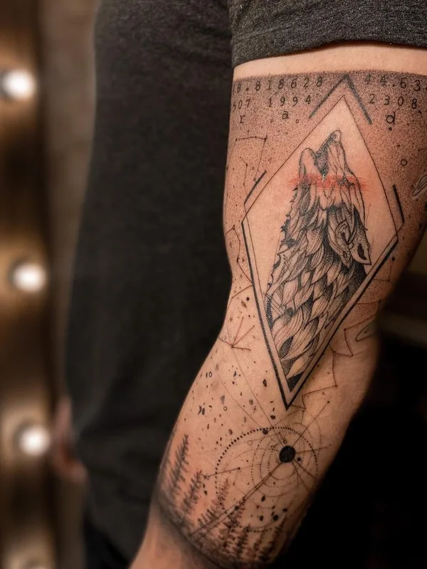 black and grey geometric татуировка на forearm #51436 | Тату мастер Кристина Котова