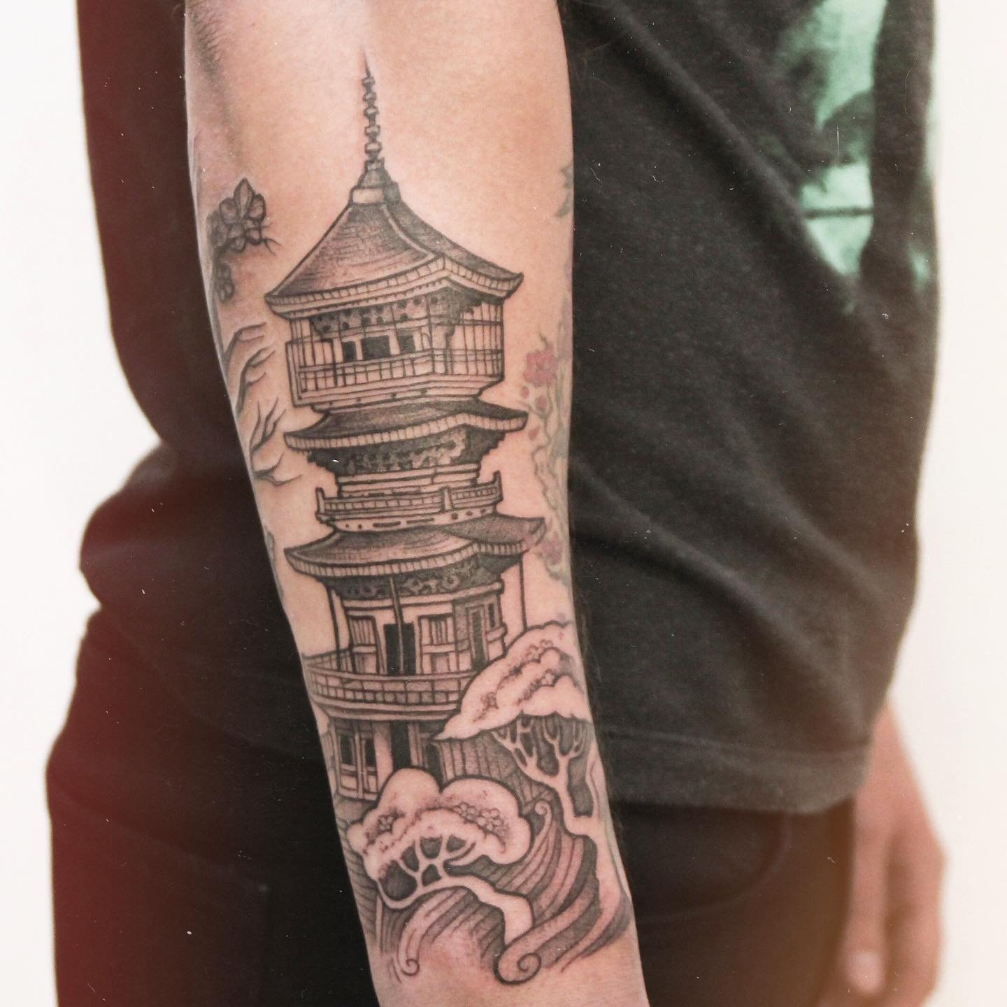Pagoda Temporary Fake Tattoo Sticker set of 2 - Etsy