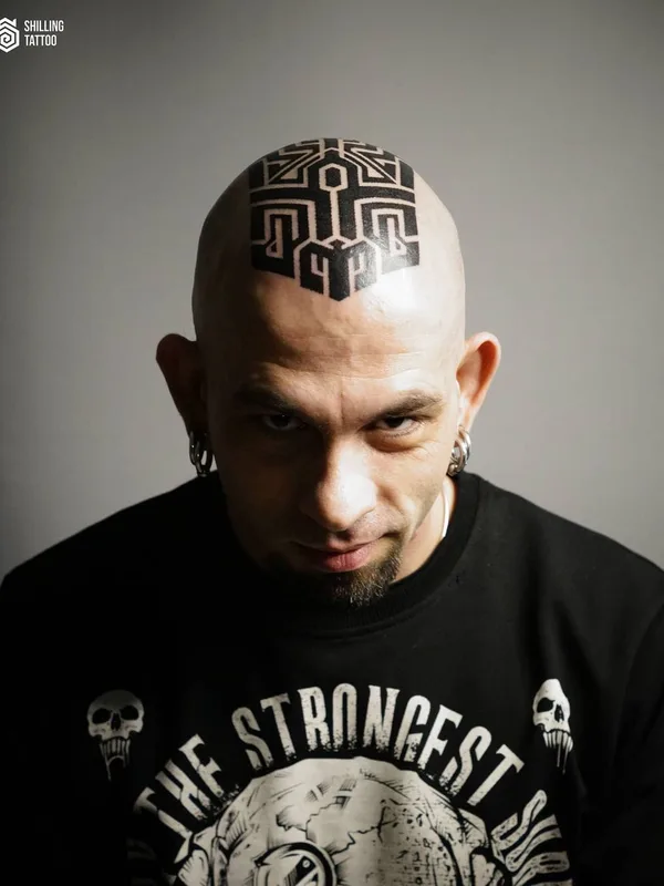 male black geometric Tatuaggio su face #51520 | Tatuatore Сергей Шилин