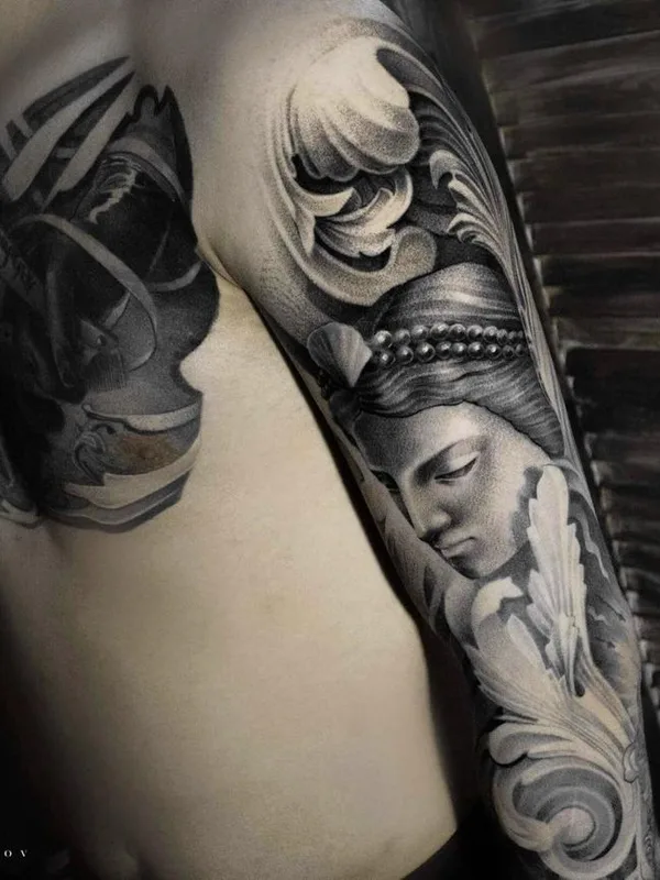 black and grey black and grey Tatuaggio su chest #51566 | Tatuatore Иван Неважнов