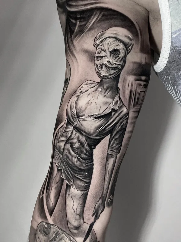 black and grey realism Tatuagem em full sleeve #51591 | Tatuador Иван Шондин