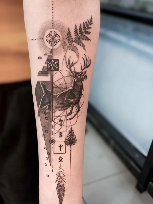 black and grey geometric татуировка на forearm #51671 | Тату мастер Максим Лемо