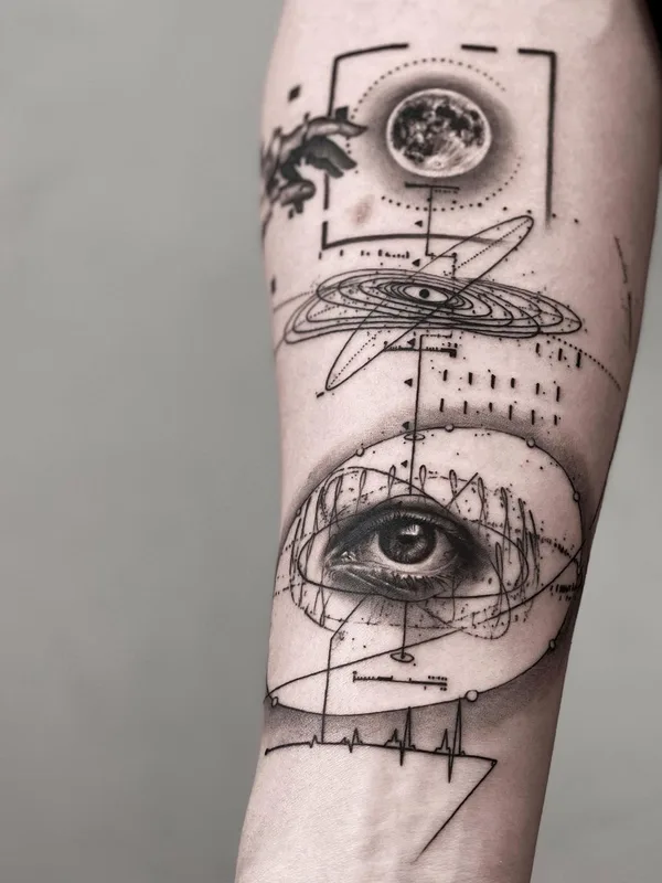 black and grey geometric татуировка на forearm #51672 | Тату мастер Максим Лемо