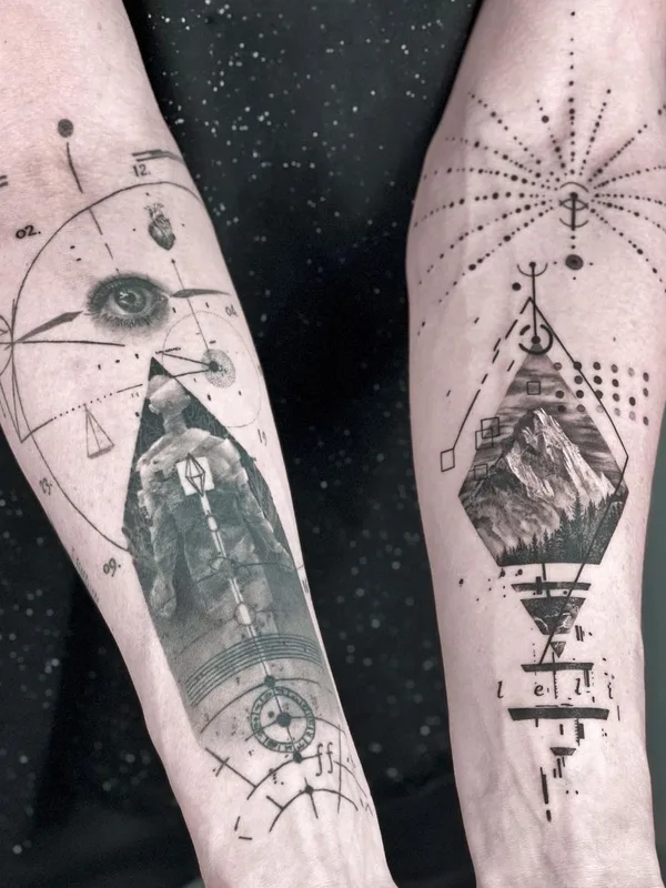 black and grey geometric татуировка на forearm #51676 | Тату мастер Максим Лемо
