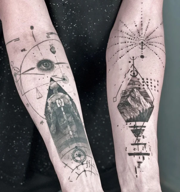 Геометрия Eye, Mountain tattoo на Предплечье