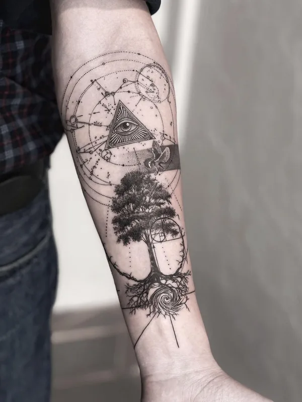 black and grey blackwork татуировка на forearm #51668 | Тату мастер Максим Лемо