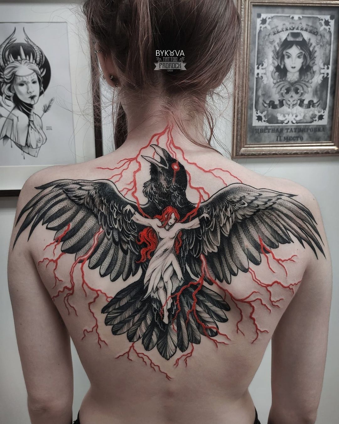 Raven Wings Back Tattoo done by Sean Ambrose at Arrows and Embers Custom  Tattooing Work In Progress  arrowsandembers